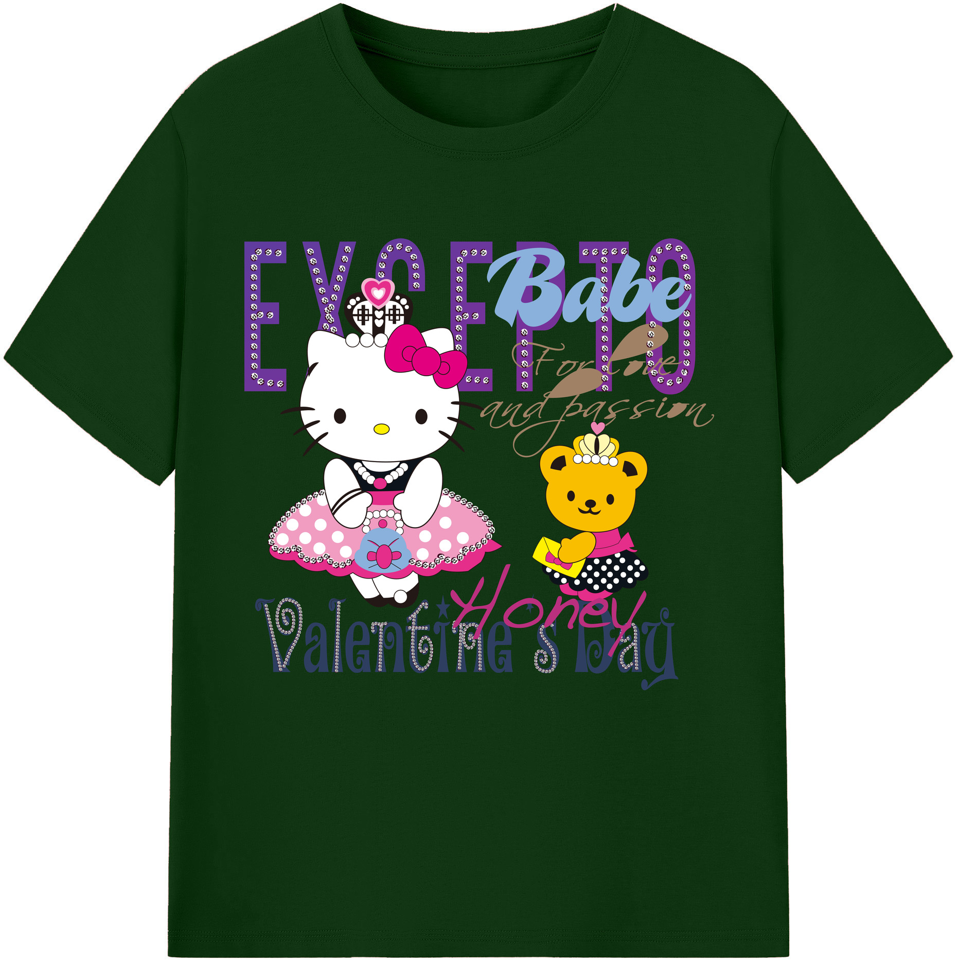 （画像用） Hello Kitty ハローキティ 綿100％半袖Tシャツ（フロントプリント）